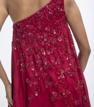 Red Viscose Crepe Sharara Set