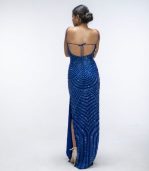 Sapphire Blue Pure Silk Georgette Gown