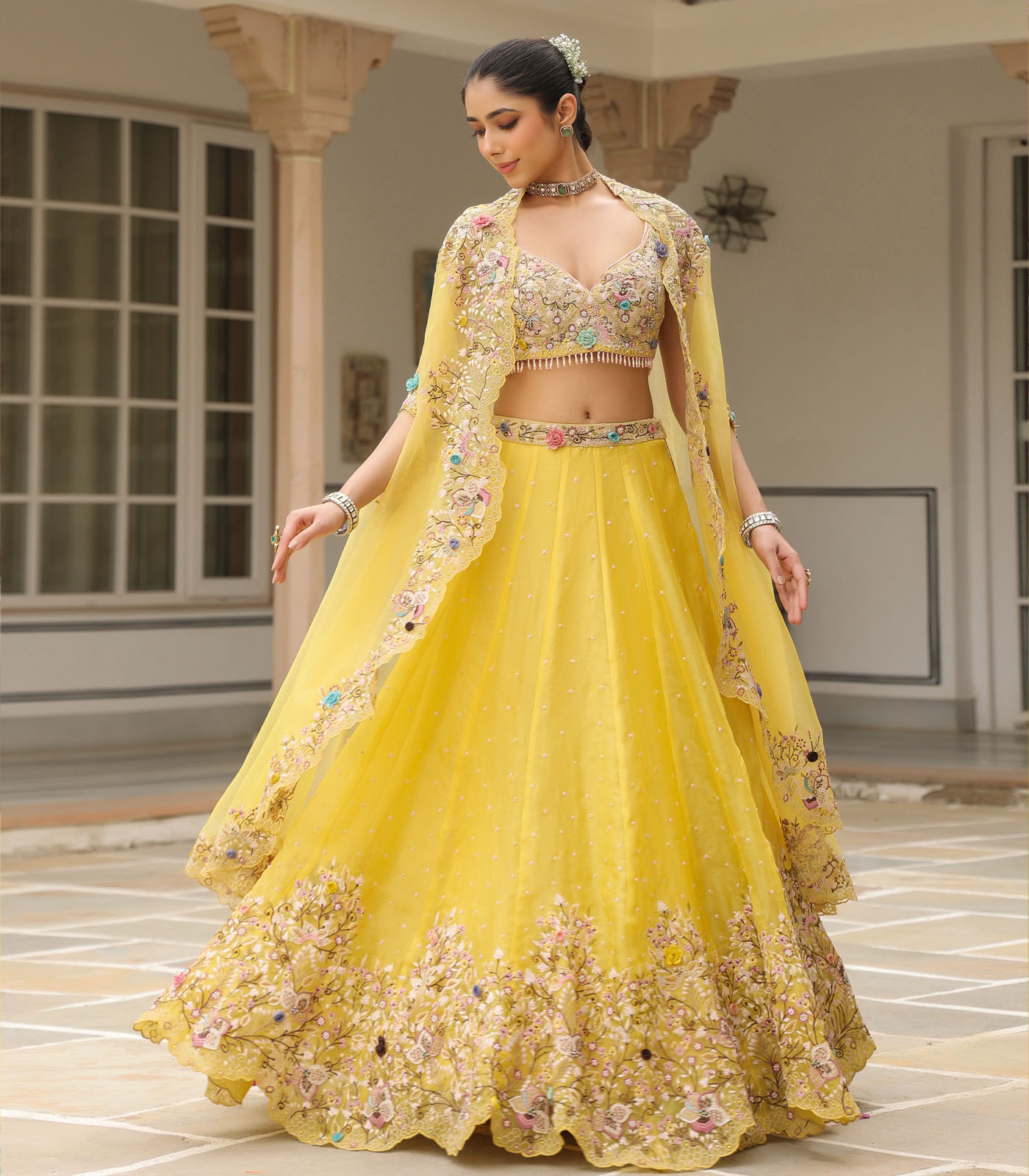 Gulzar Cape Scallop Lehenga Set - Image 4