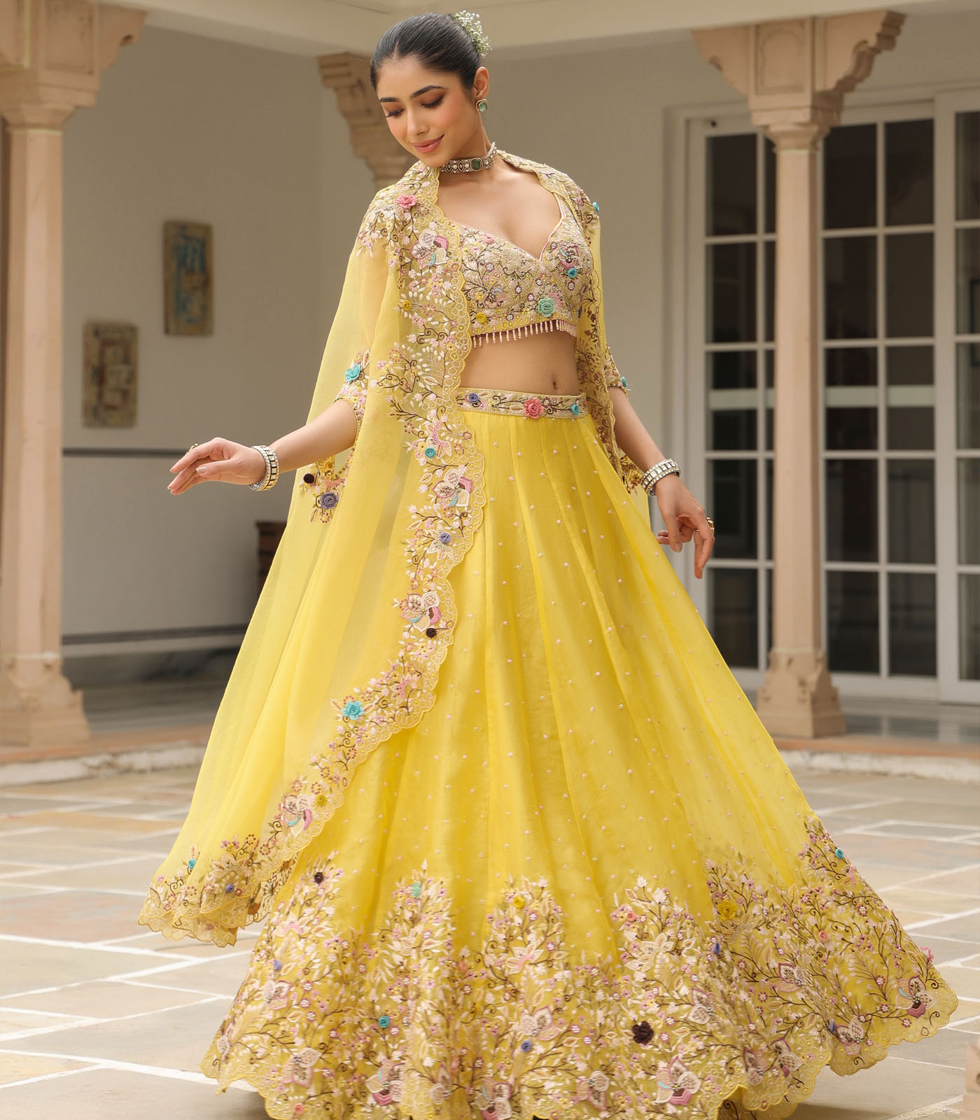 Gulzar Cape Scallop Lehenga Set - Image 3