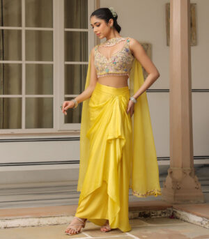 Gulzar Heavy Chocker Neck Drape Skirt Set