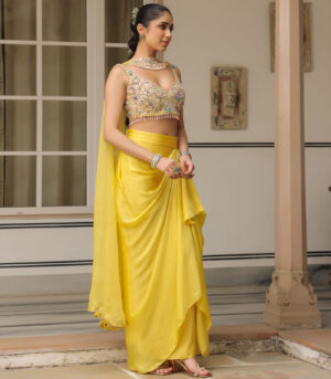 Gulzar Heavy Chocker Neck Drape Skirt Set