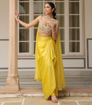 Gulzar Heavy Chocker Neck Drape Skirt Set