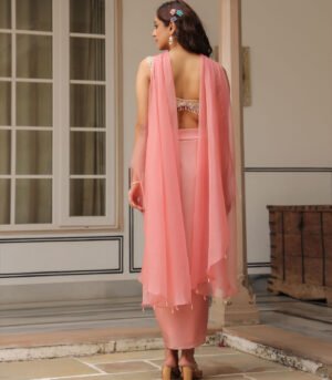 Gulzar Chocker Neck Drape Skirt Set