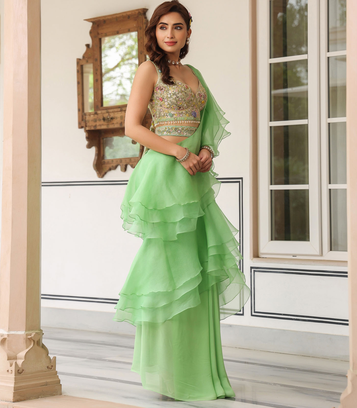 Gulzar Ruffle Saree - Image 3