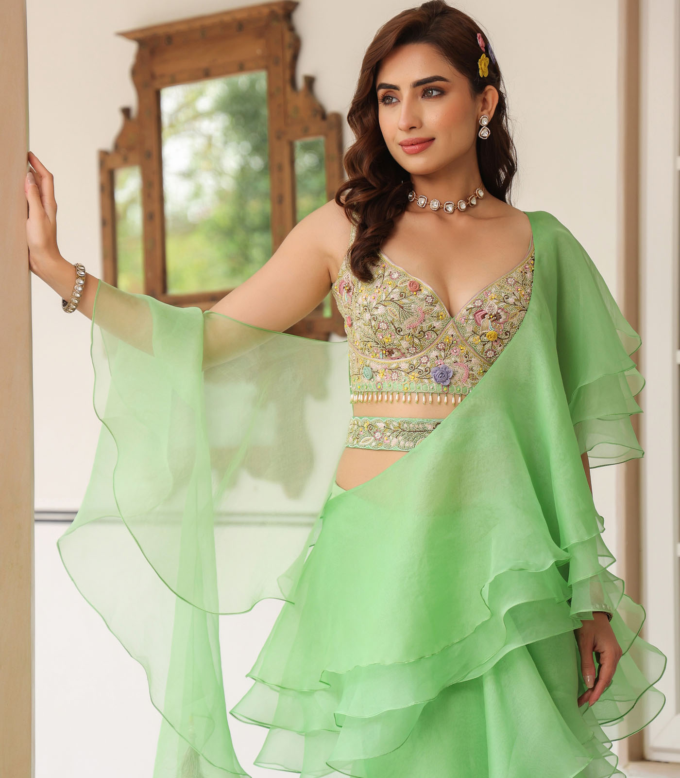 Gulzar Ruffle Saree - Image 4