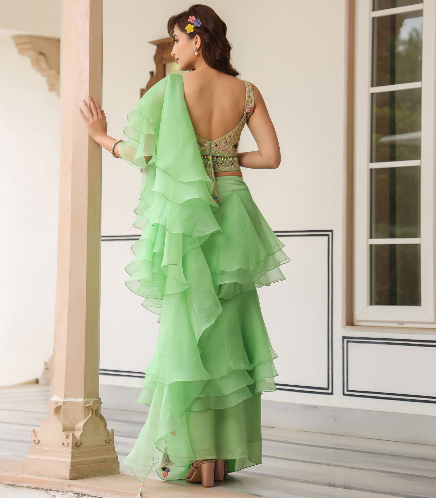 Gulzar Ruffle Saree - Image 2