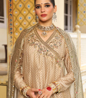 Ahista Ivory Printed Heavy Angrakha