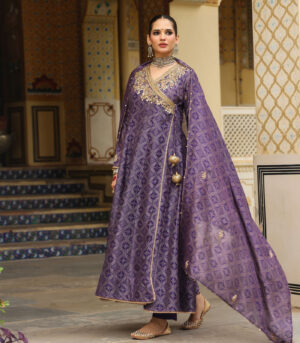 Ahista Purple Printed Angrakha