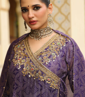 Ahista Purple Printed Angrakha