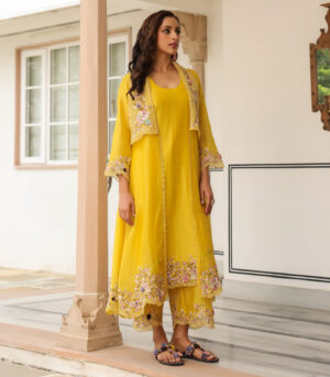 Gulzar Heavy Jacket Style Kurta Set