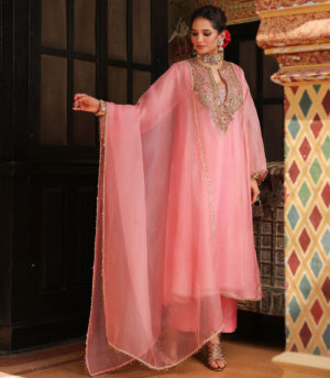 Ahista Pink Pakhi Yoke Pheran Long Kurta Set