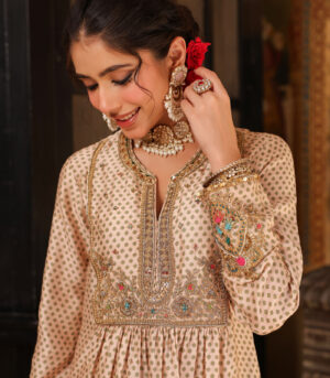 Ahista Ivory Printed Frockstyle Kurta Set