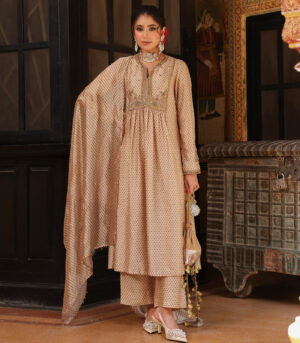 Ahista Ivory Printed Frockstyle Kurta Set