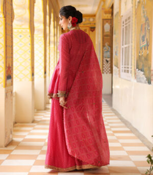 Ahista Pink Printed Angrakha Sharara Set