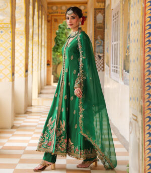 Ahista Green Jacket Anarkali Set