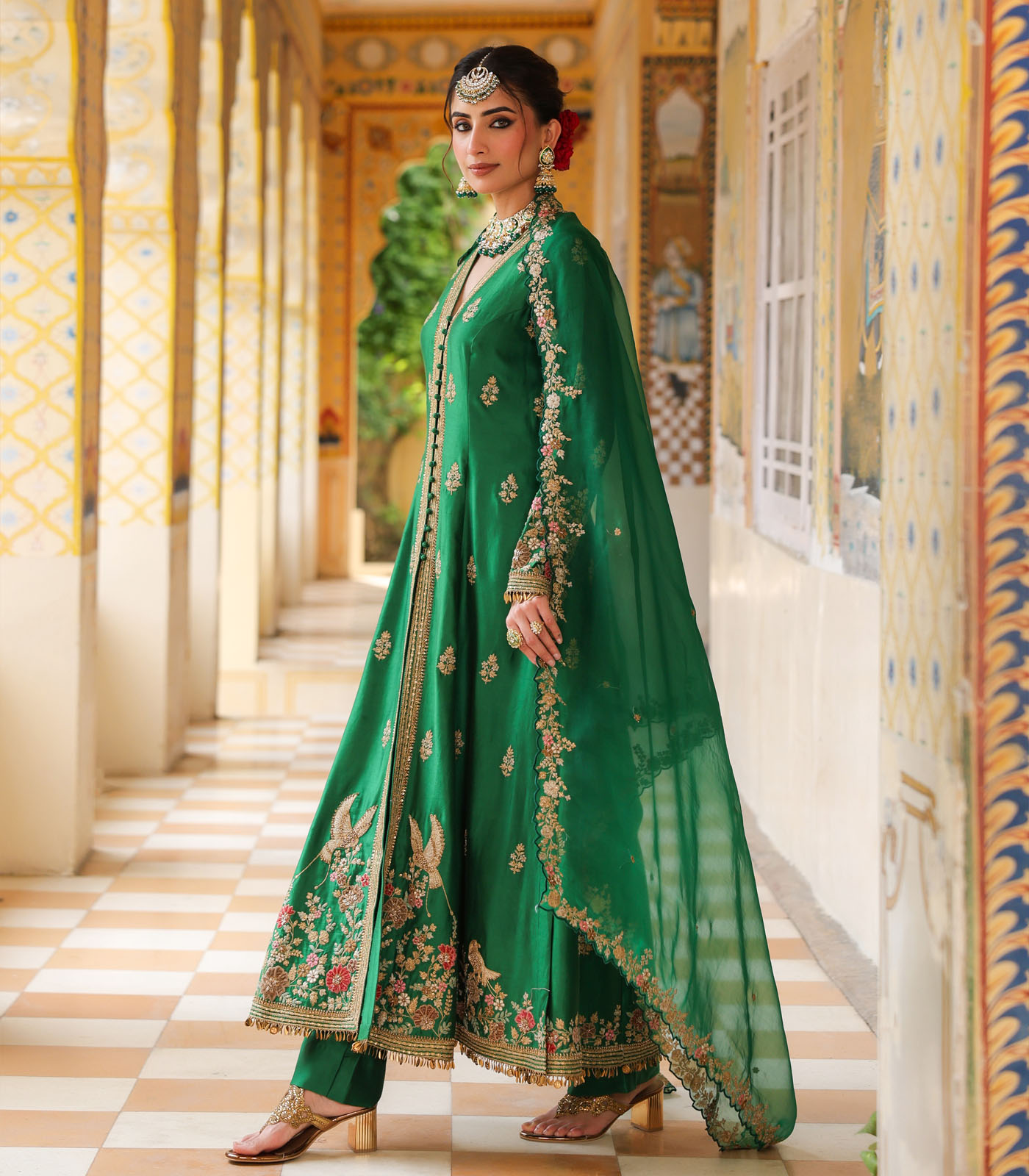 Ahista Green Jacket Anarkali Set - Image 3