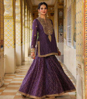 Ahista Purple Printed Sharara Set