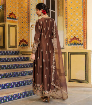 Ahista Brown Jacket Anarkali Set
