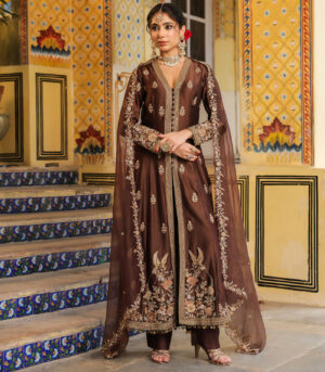 Ahista Brown Jacket Anarkali Set