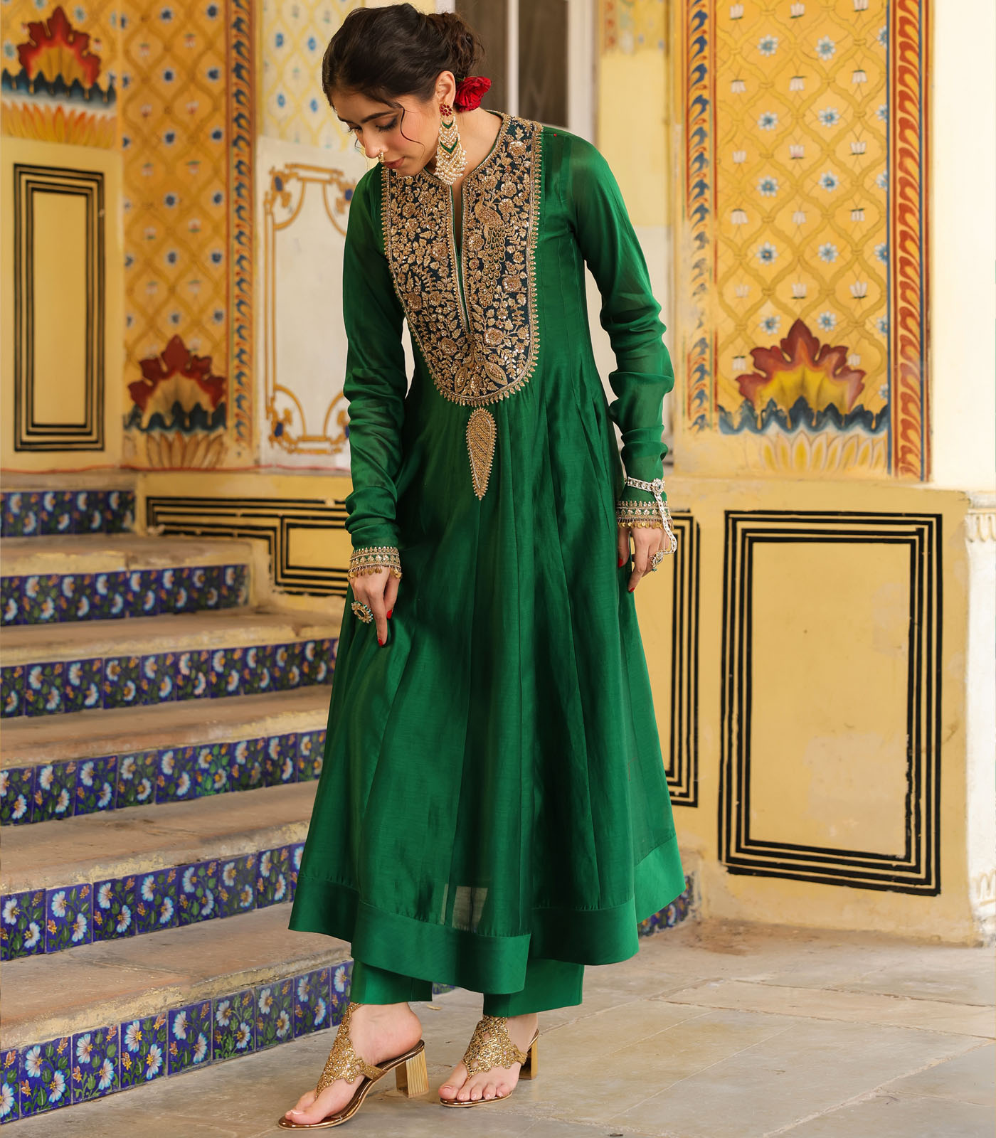 Ahista Green Kalidaar Set - Image 4