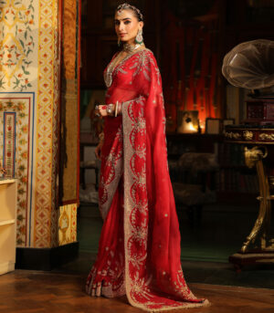 Ahista Red Zardosi Saree Set
