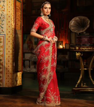 Ahista Red Zardosi Saree Set