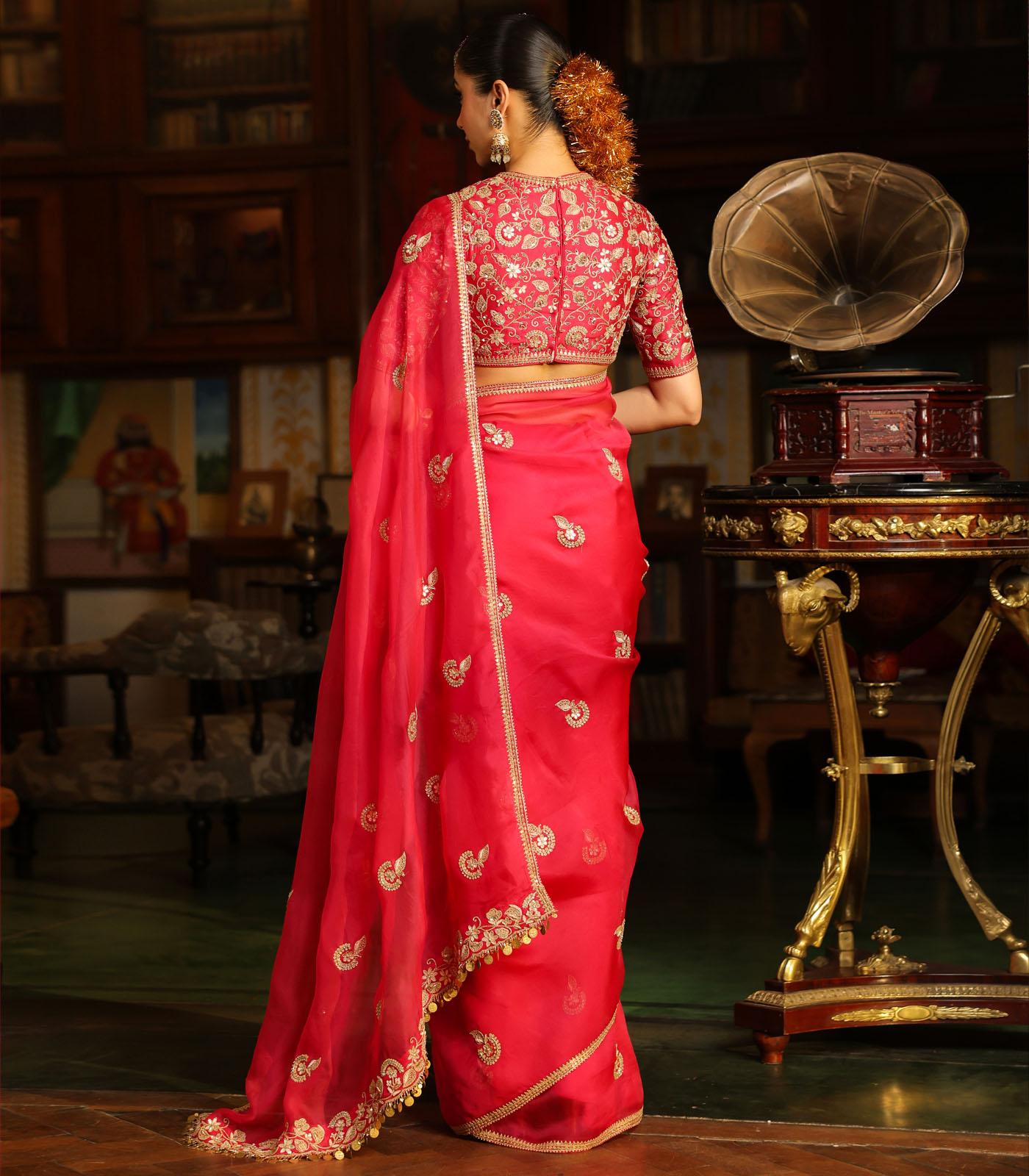 Ahista Dark Pink Gota Patti Saree Set - Image 2