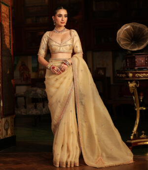 Ahista Ivory Patti Buta Saree Set