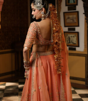 Ahista Peach Zardosi Lehenga Set