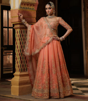 Ahista Peach Zardosi Lehenga Set