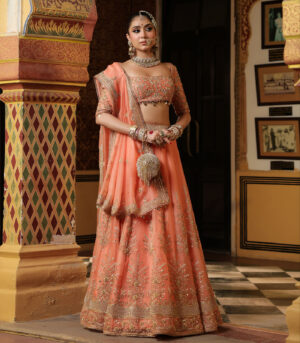Ahista Peach Zardosi Lehenga Set