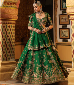 Ahista Green Mayur Applique Lehenga Set