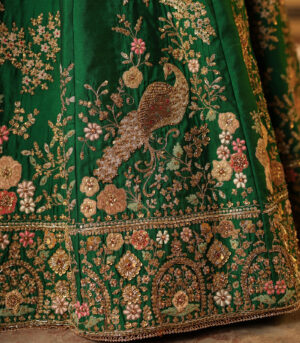 Ahista Green Mayur Applique Lehenga Set
