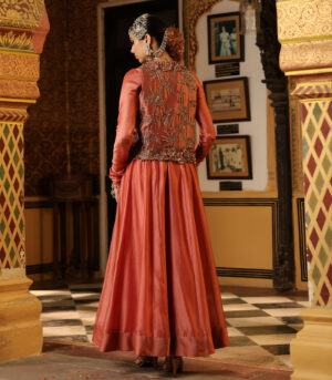 Ahista Rose Pink Jacket Kalidaar Set