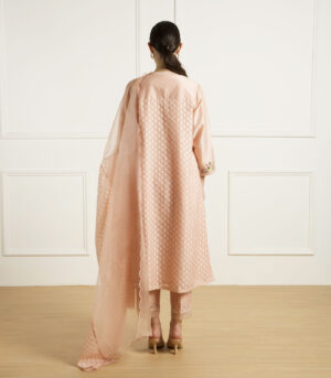 OLD ROSE TUNIC IN BROCADE WITH SILK CHANDERI PANTS