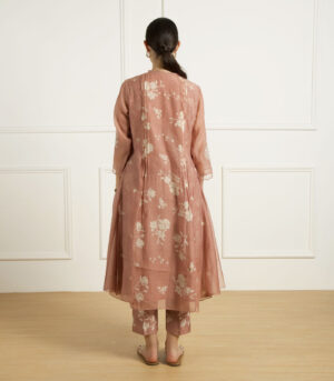 ALMOND PLEATED TUNIC IN MUL CHANDERI