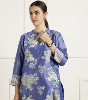 TWILIGHT FRONT PLEATS TUNIC IN SILK CHANDERI