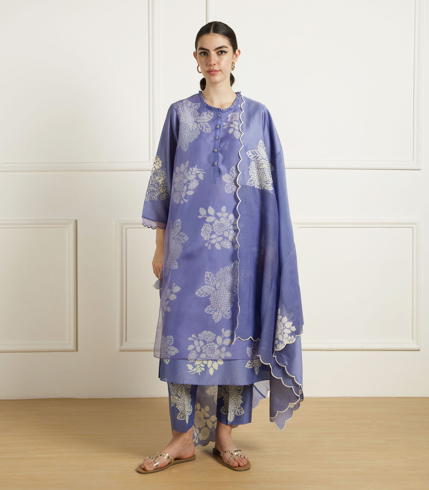 TWILIGHT DOUBLE LAYER TUNIC IN SILK CHANDERI