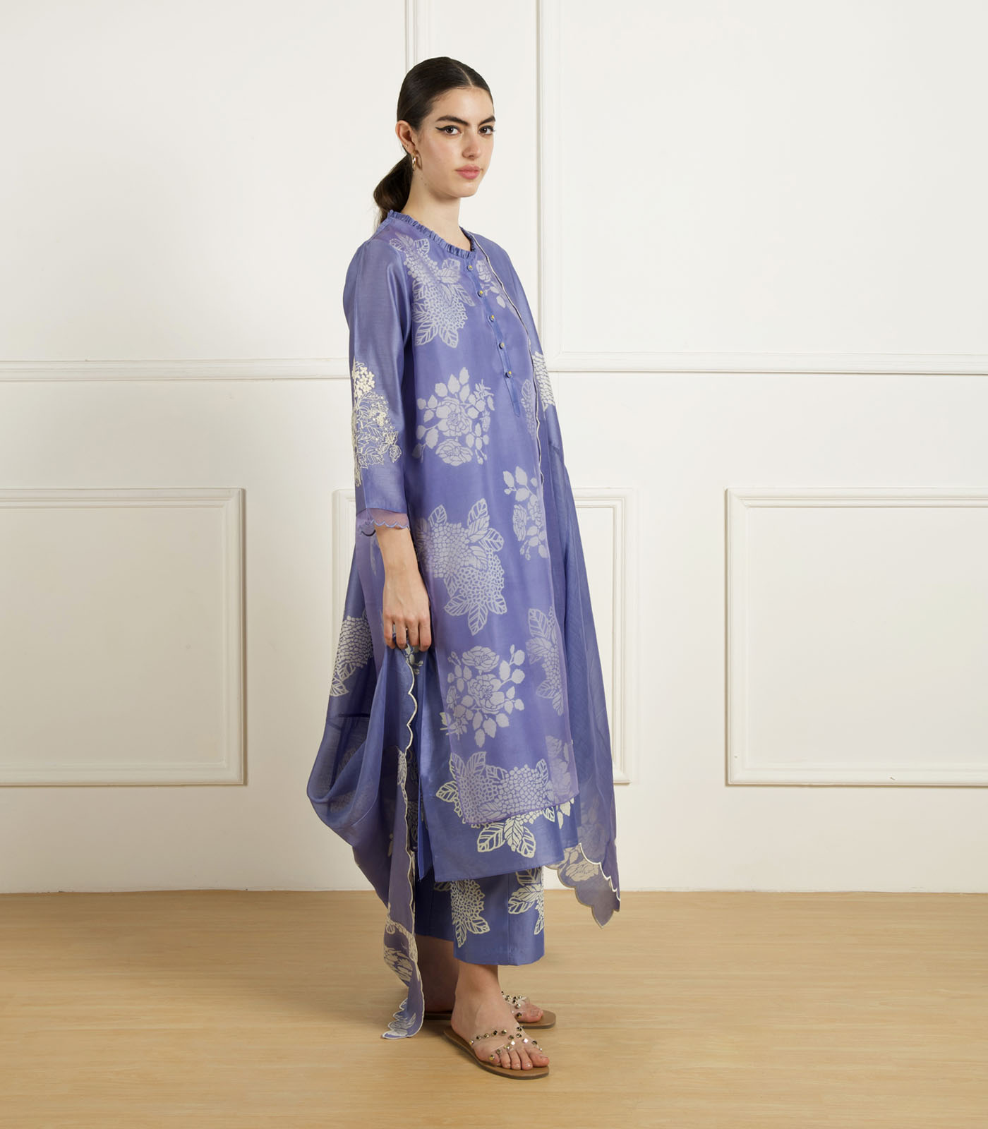 TWILIGHT DOUBLE LAYER TUNIC IN SILK CHANDERI - Image 3