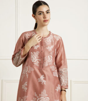 ALMOND DISCHARGE PRINT TUNIC