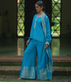 Brocade coptop with palazzo & dupatta