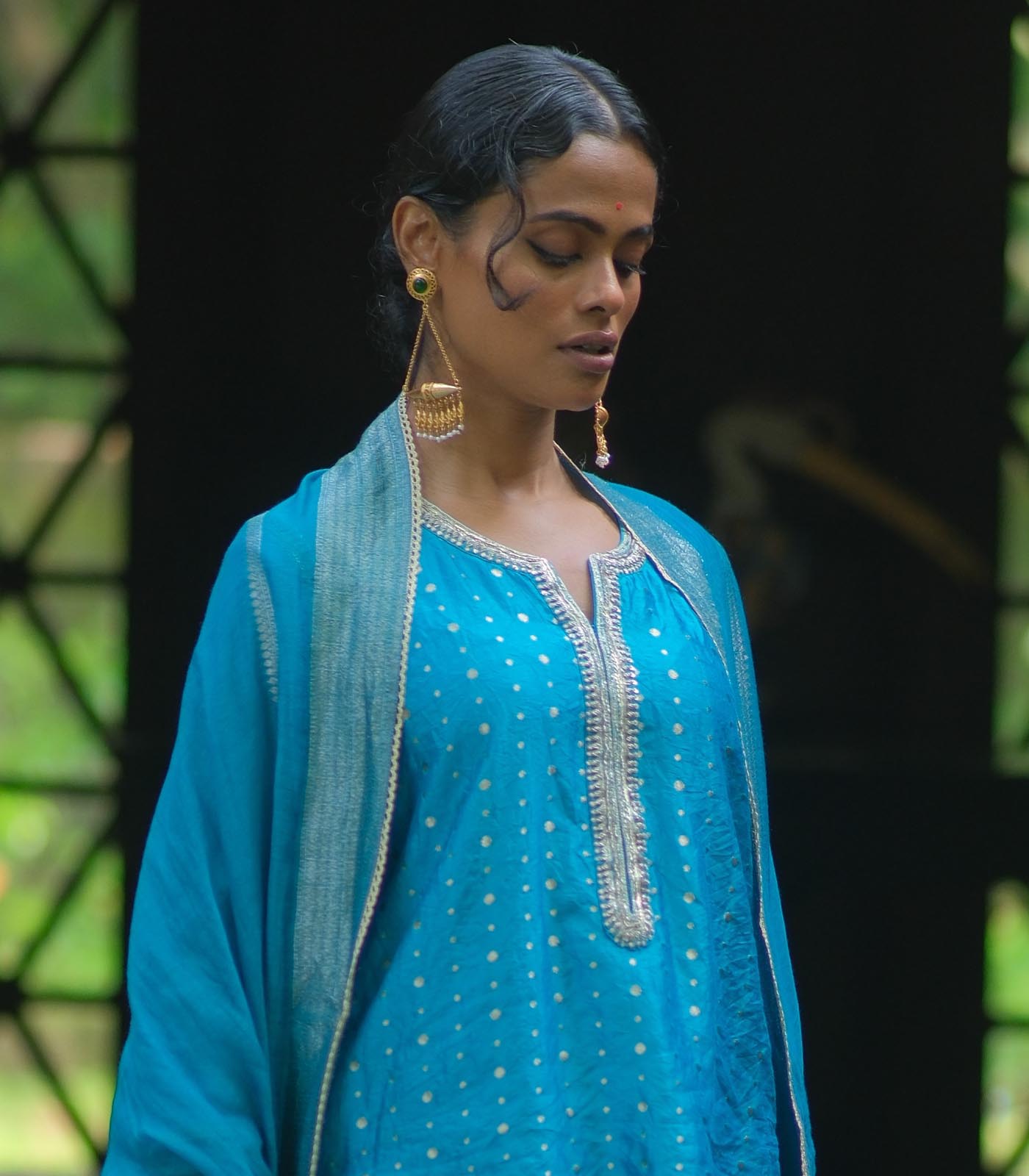 Brocade coptop with palazzo & dupatta - Image 2