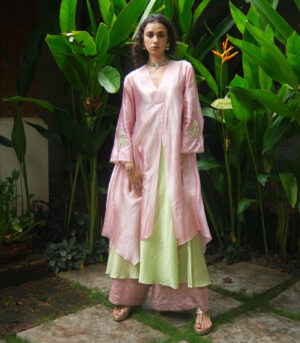 Double layer kurta with dupatta & matching pants