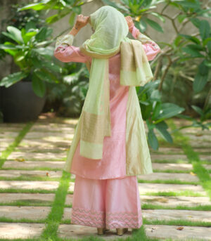 Silk aline kurta with dupatta & matching pants