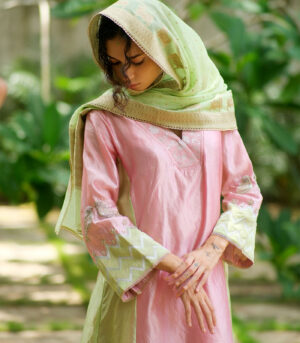 Silk aline kurta with dupatta & matching pants
