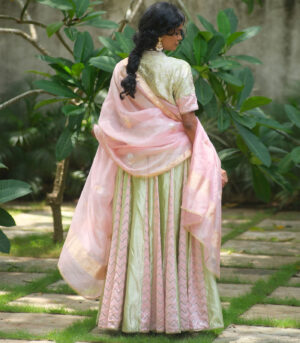 Brocade choli W silk lehenga & contrast dupatta