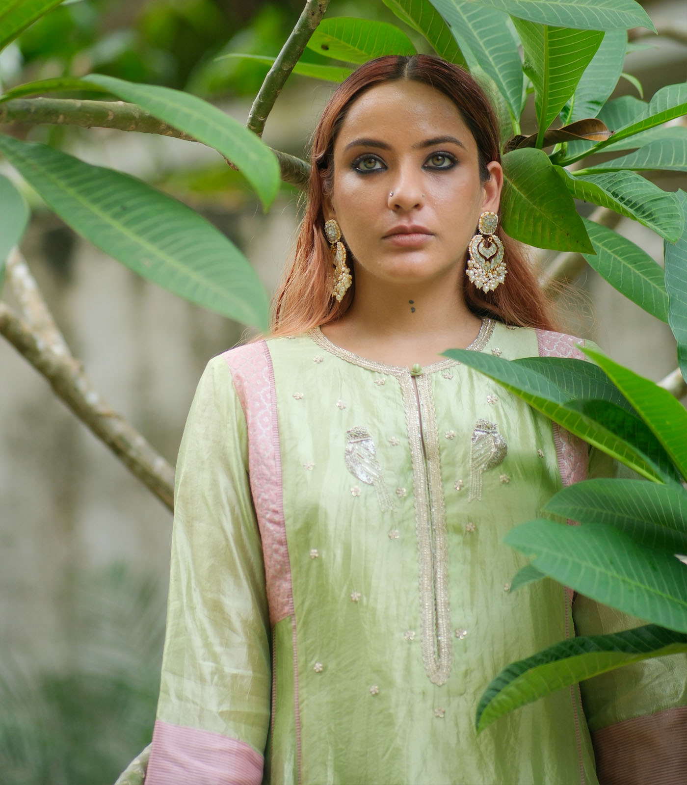 Silk aline kurta w bird kurta set - Image 3