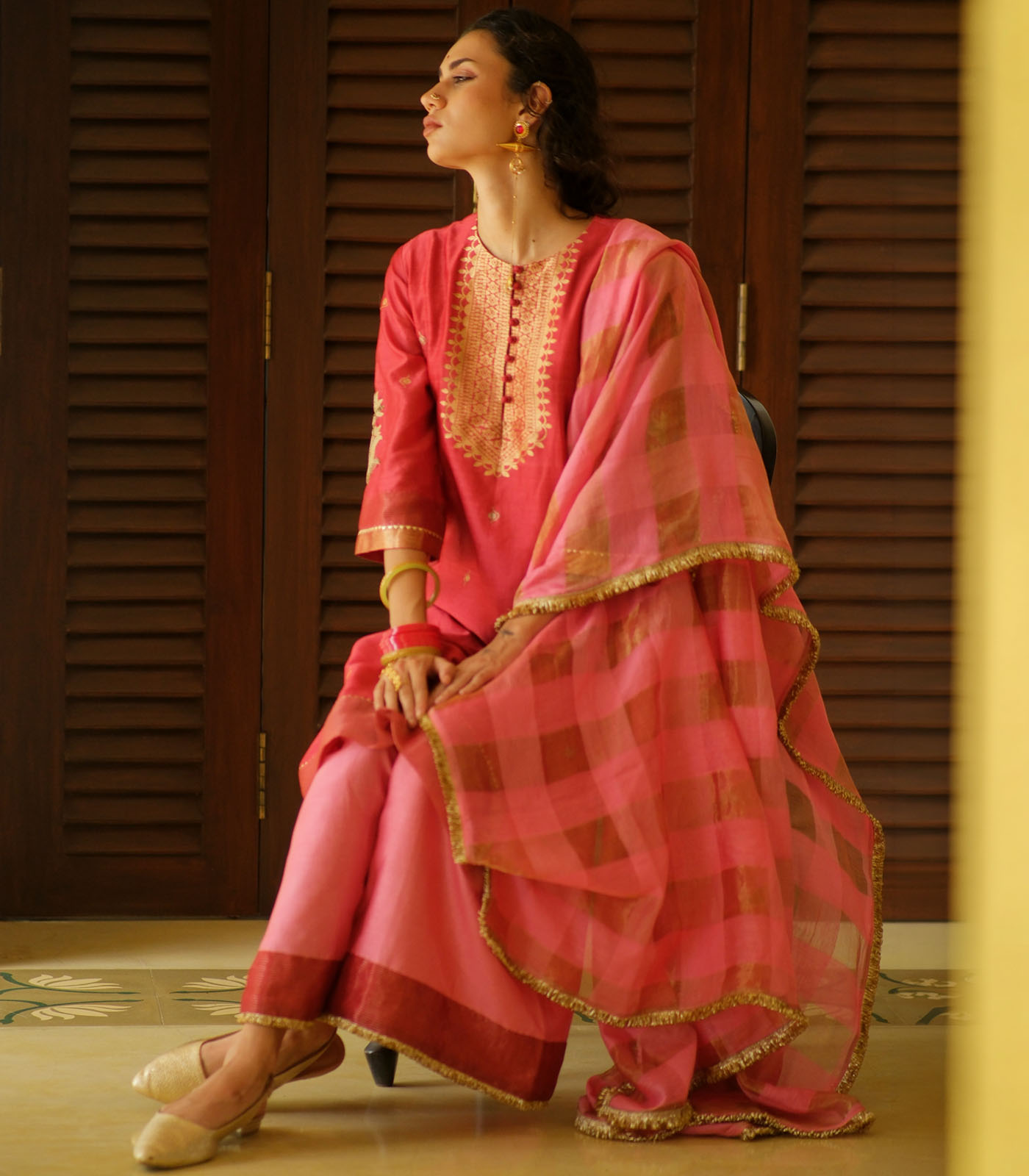 Aline benerasi woven kurta set - Image 4