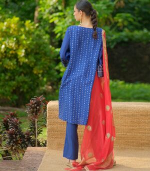 Brocade kurta with dupatta & matching pants set